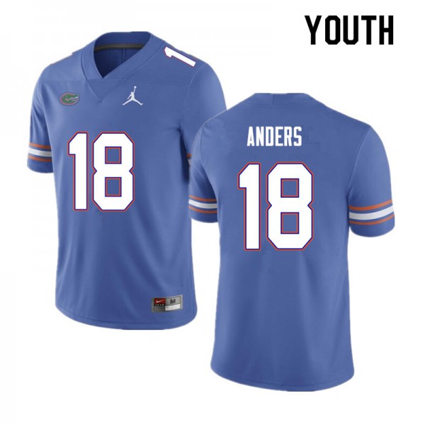 Youth #18 Jack Anders Florida Gators College Football Jersey Blue